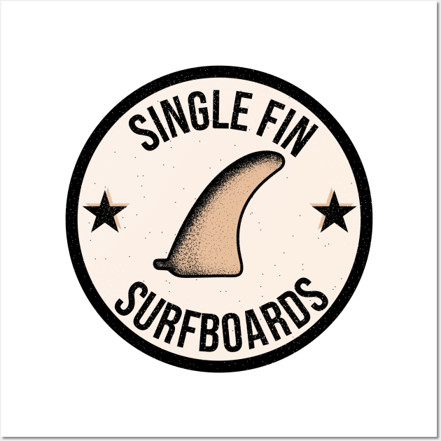 Single Fin Surfboards vintage surf badge Wall Art by JDP Designs